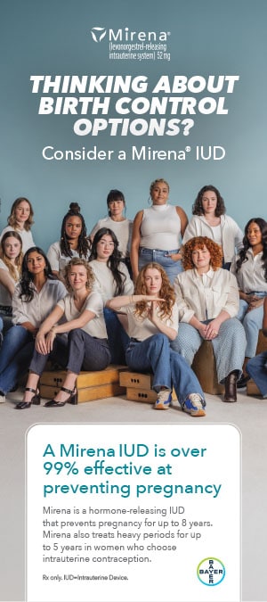 Mirena® IUD Patient Brochure Mirena (levonorgestrel-releasing intrauterine system) 52 mg IUD patient brochure cover.